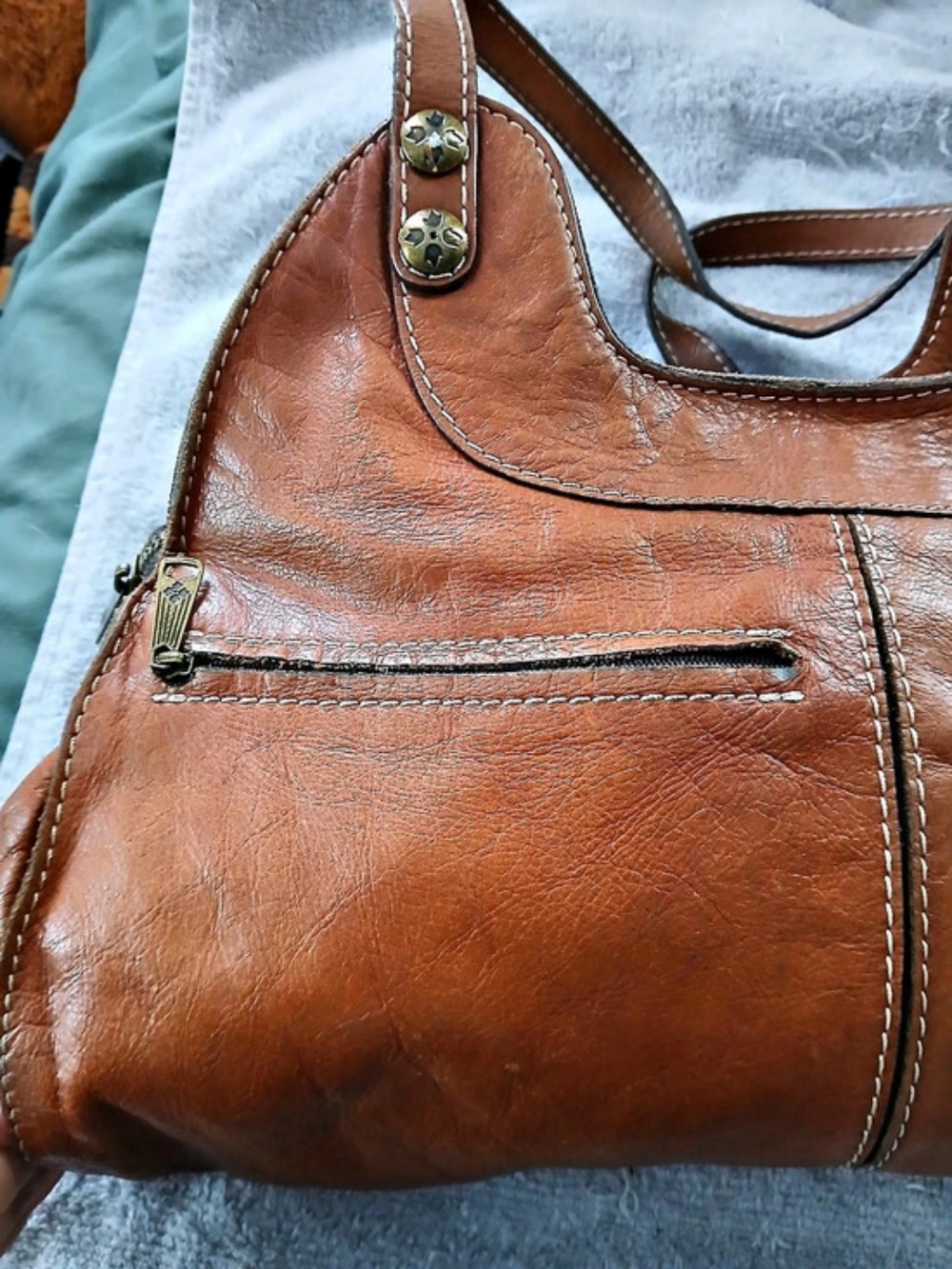 Patricia Nash Studded Brown Leather Hobo - Picture 4 of 16